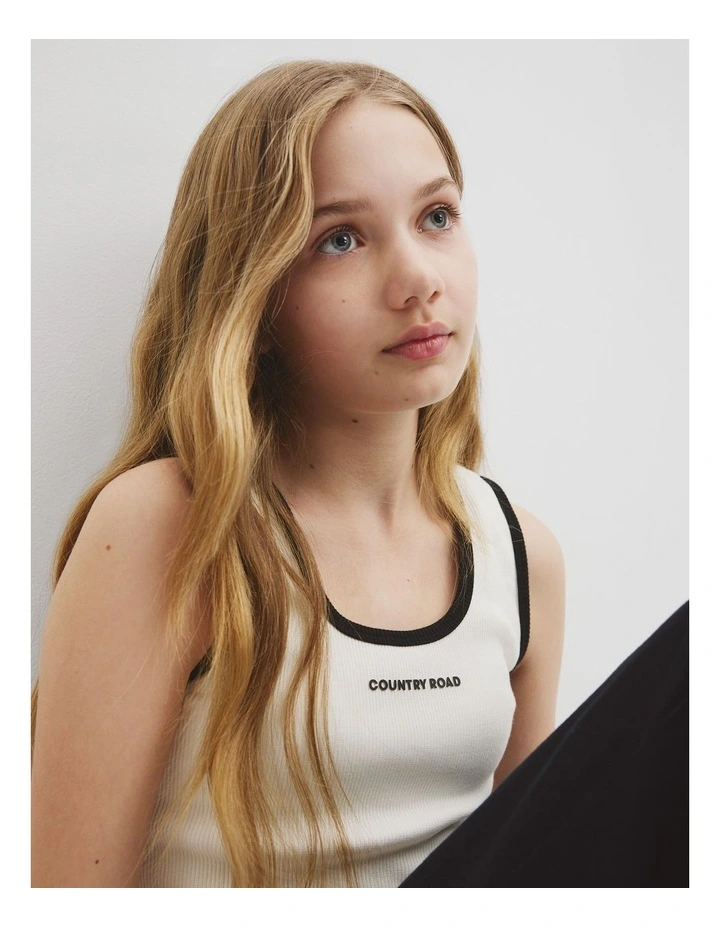 Rib Tank Top in Marshmallow image 3