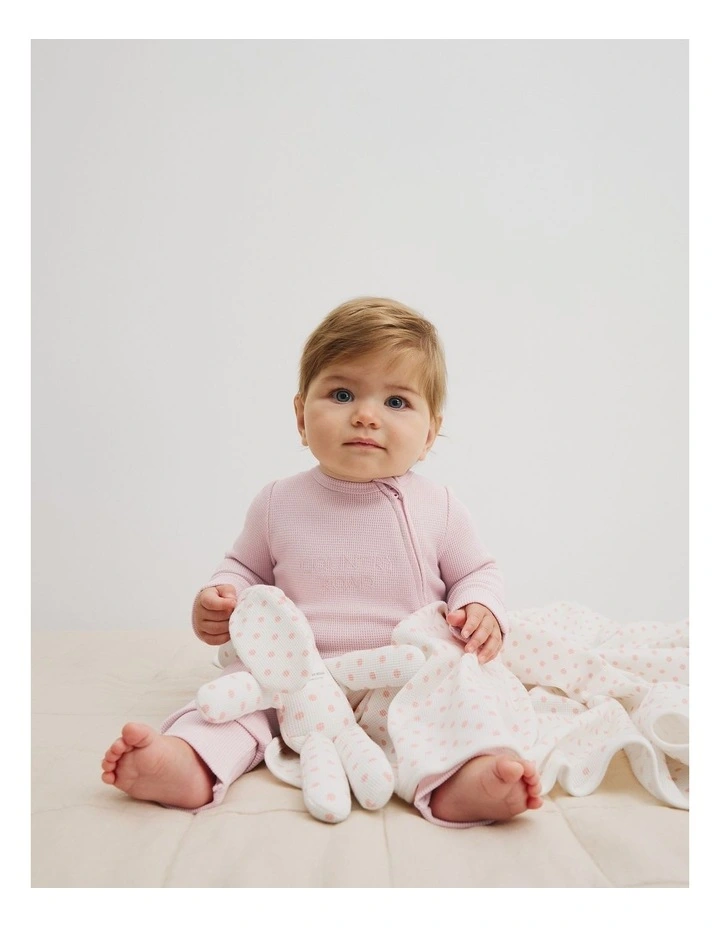 Organically Grown Cotton Waffle Jumpsuit in Mineral Pink image 1