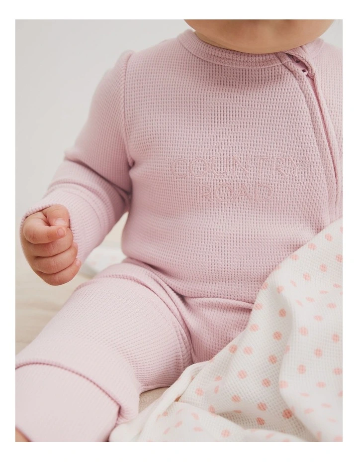 Organically Grown Cotton Waffle Jumpsuit in Mineral Pink image 2