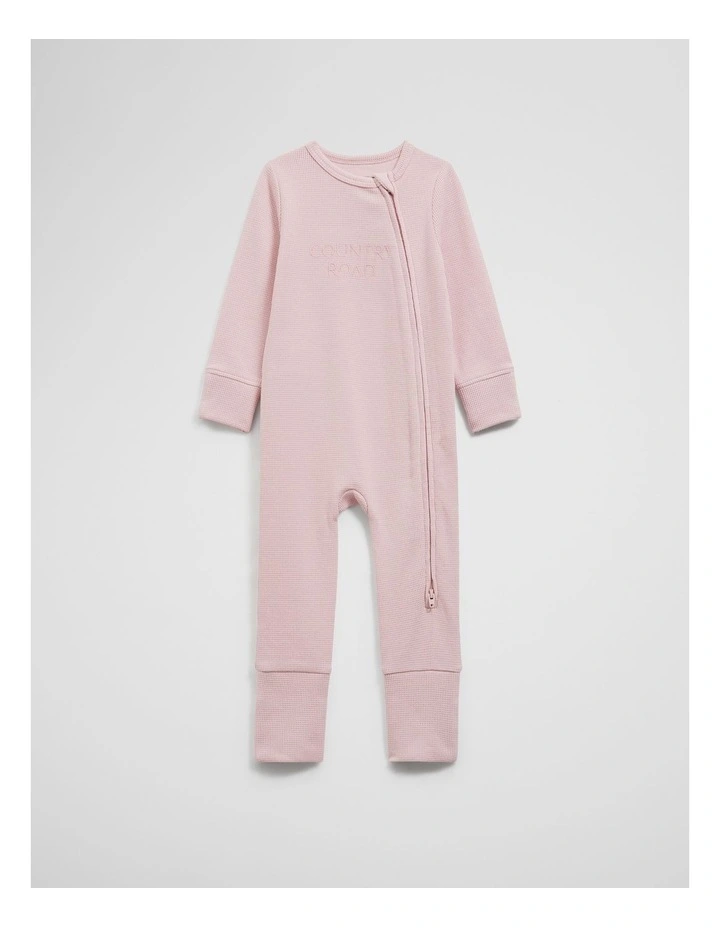 Organically Grown Cotton Waffle Jumpsuit in Mineral Pink image 3