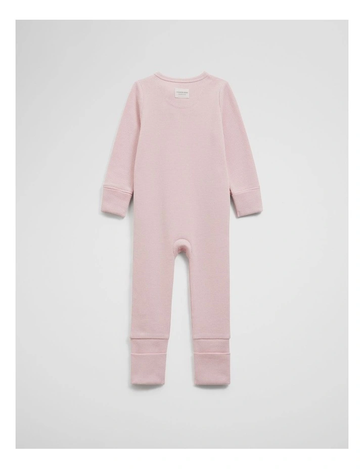 Organically Grown Cotton Waffle Jumpsuit in Mineral Pink image 4