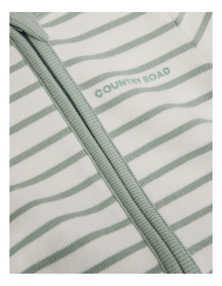 Organically Grown Cotton Stripe Rib Jumpsuit in Fern image 3