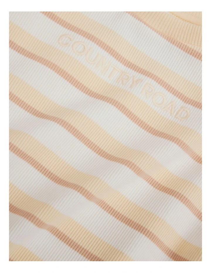 Organically Grown Cotton Oversize Stripe Short Sleeve Bodysuit in Lemon image 3
