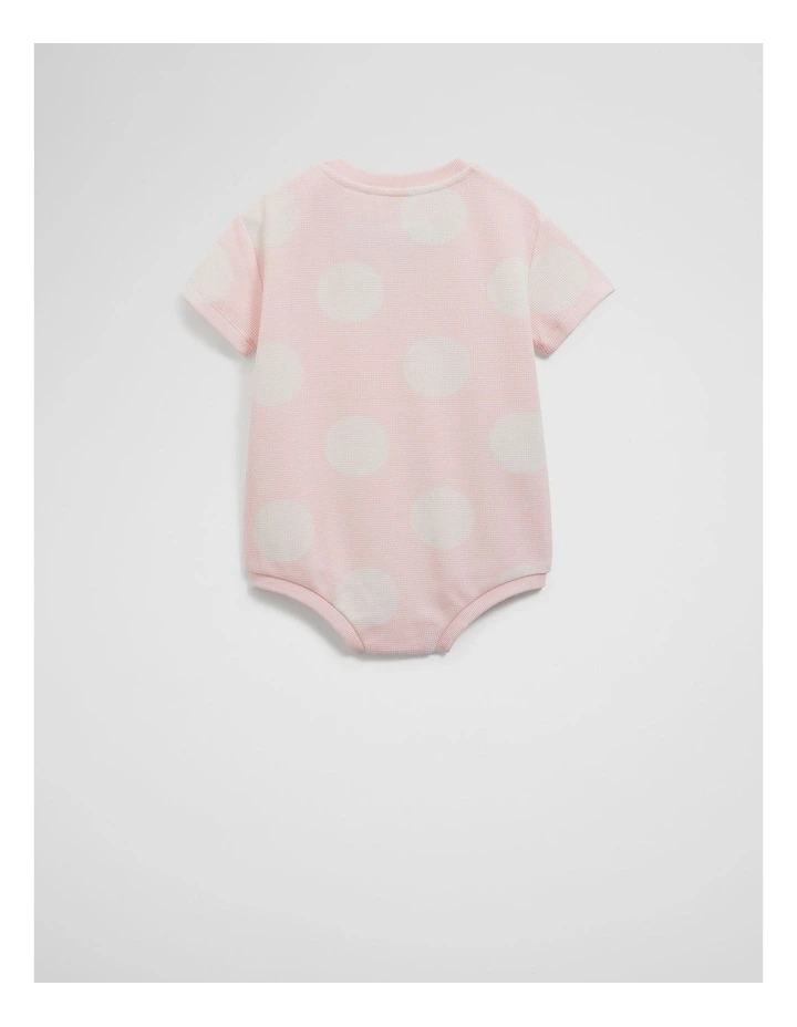 Organically Grown Cotton Oversize Spot Short Sleeve Bodysuit in Pink image 2