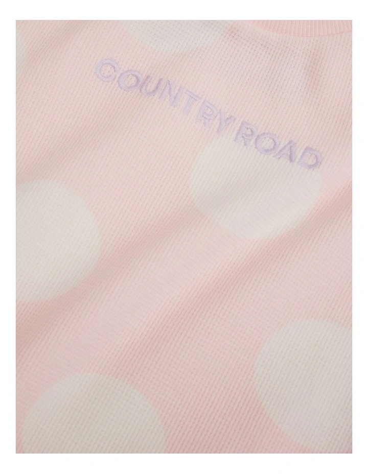 Organically Grown Cotton Oversize Spot Short Sleeve Bodysuit in Pink image 3