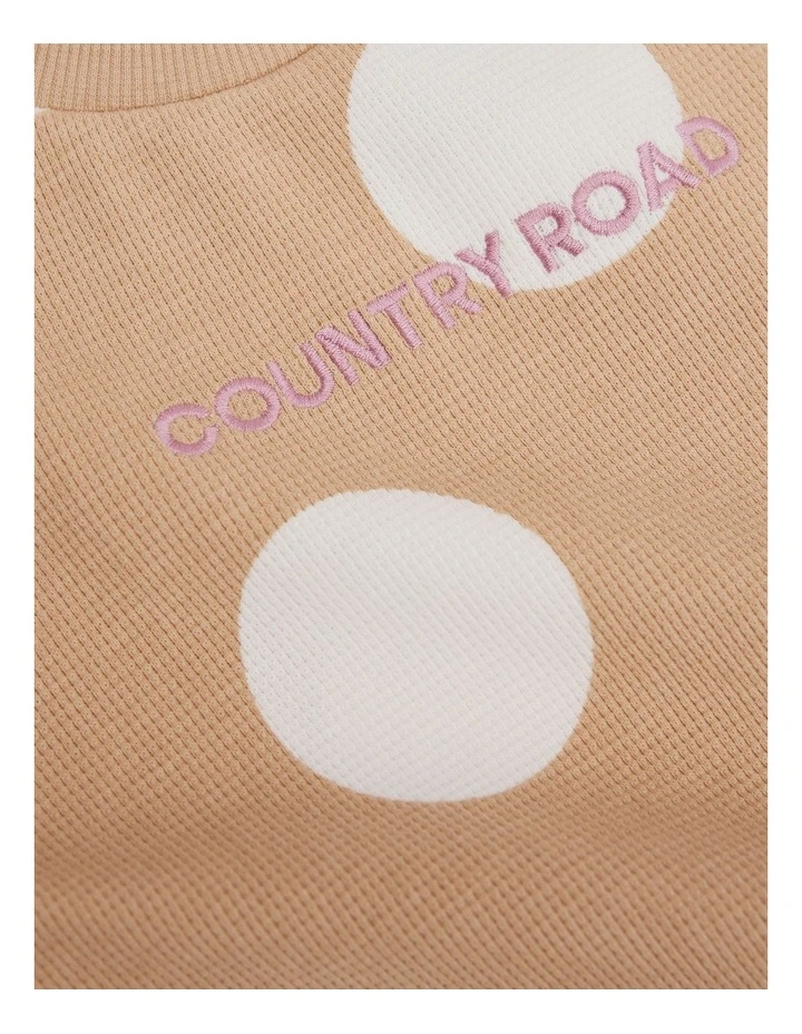 Organically Grown Cotton Oversize Spot Short Sleeve Bodysuit in Butterscotch image 3