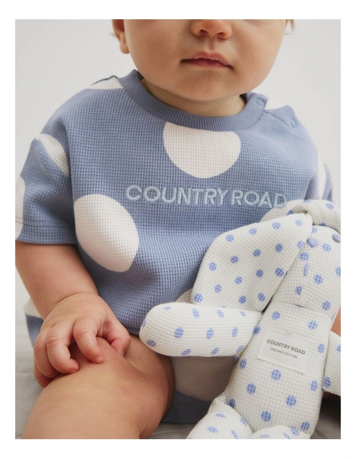 Organically Grown Cotton Oversize Spot Short Sleeve Bodysuit in Slate Blue image 2