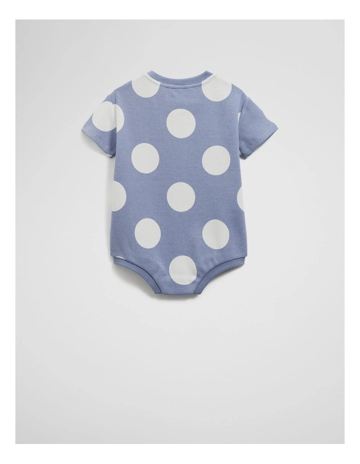 Organically Grown Cotton Oversize Spot Short Sleeve Bodysuit in Slate Blue image 4
