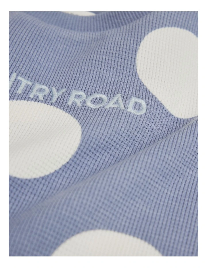 Organically Grown Cotton Oversize Spot Short Sleeve Bodysuit in Slate Blue image 5