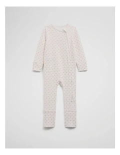 Organically Grown Cotton Waffle Jumpsuit in Blush Spot