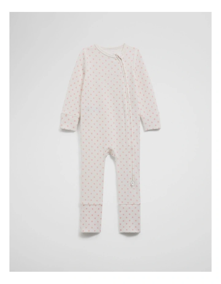 Organically Grown Cotton Waffle Jumpsuit in Blush Spot image 1