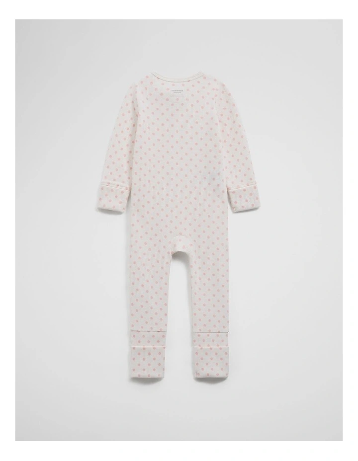 Organically Grown Cotton Waffle Jumpsuit in Blush Spot image 2