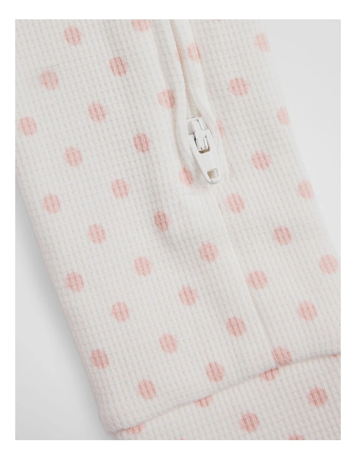 Organically Grown Cotton Waffle Jumpsuit in Blush Spot image 3