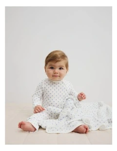 Organically Grown Cotton Waffle Jumpsuit in Bluebell Spot