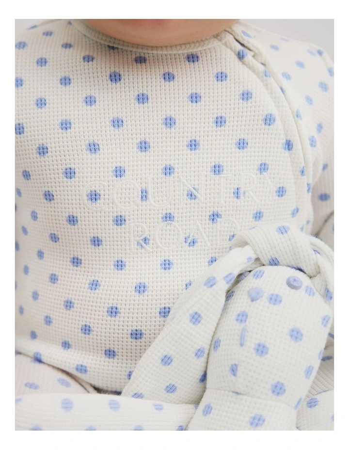 Organically Grown Cotton Waffle Jumpsuit in Bluebell Spot image 2