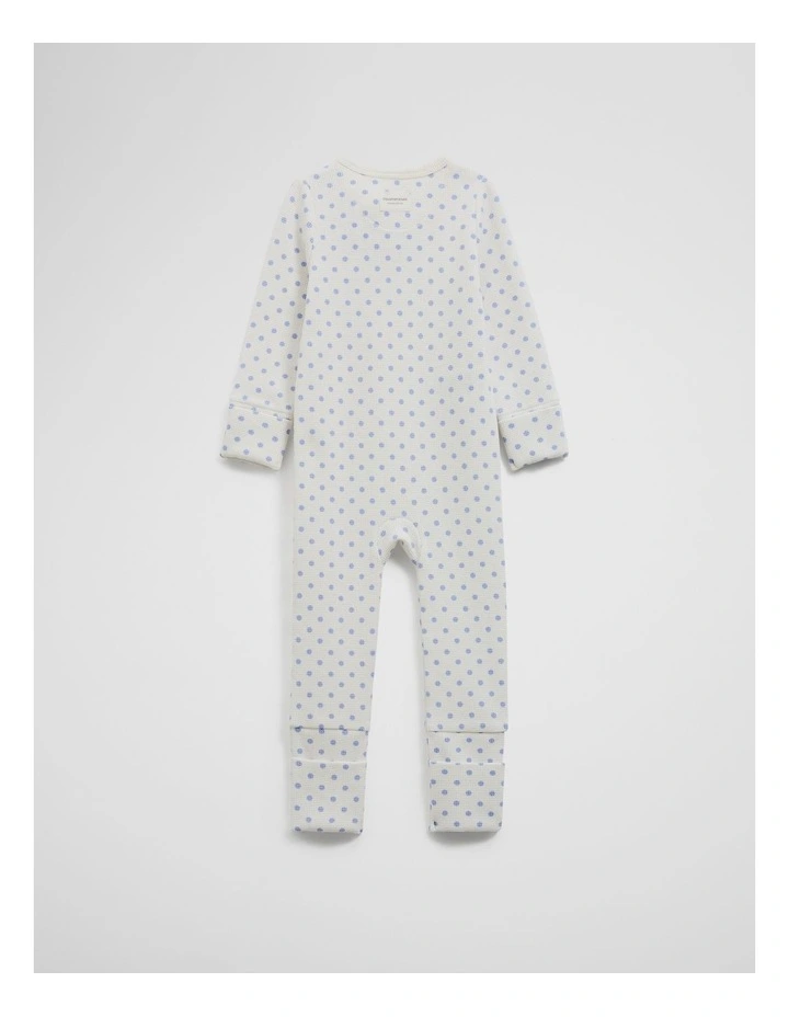 Organically Grown Cotton Waffle Jumpsuit in Bluebell Spot image 4