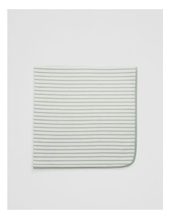 Organically Grown Cotton Stripe Rib Blanket in Fern