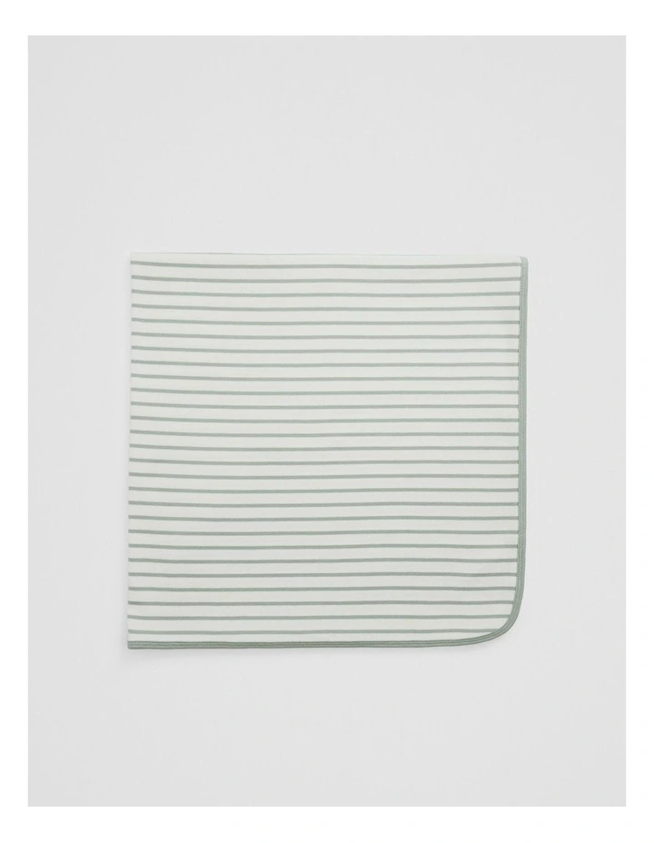 Organically Grown Cotton Stripe Rib Blanket in Fern image 1