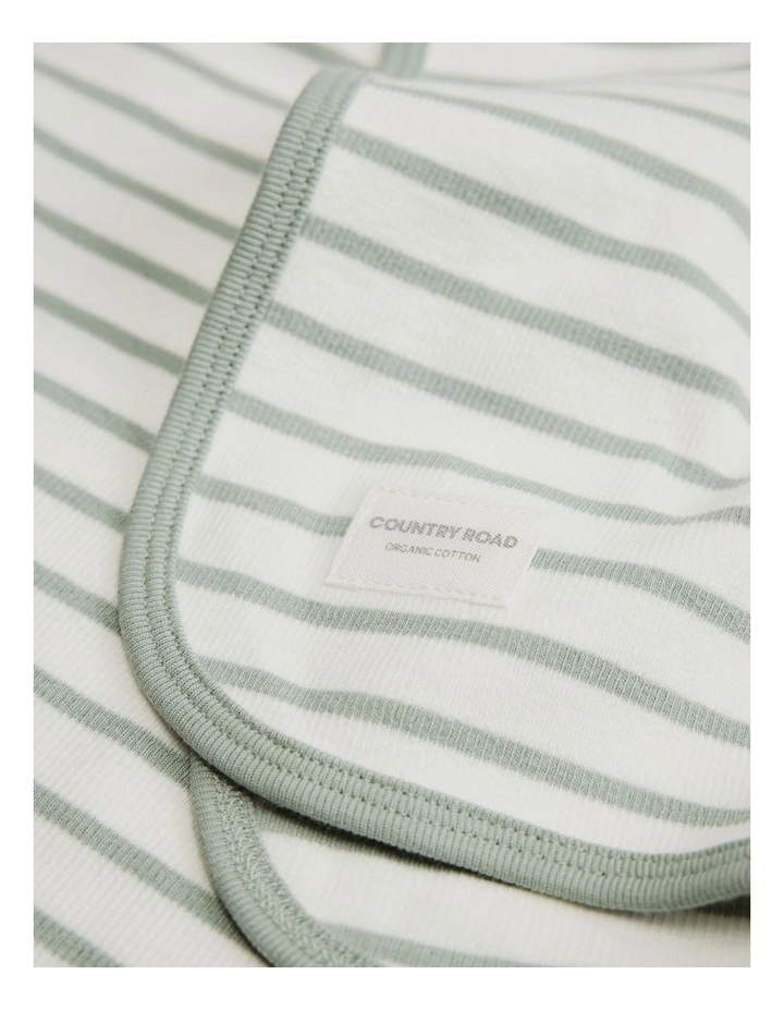 Organically Grown Cotton Stripe Rib Blanket in Fern image 2