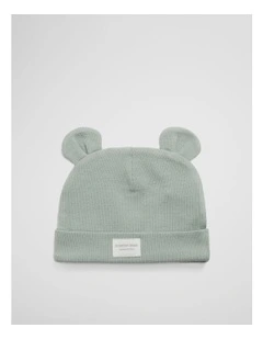 Organically Grown Cotton Rib Beanie in Fern