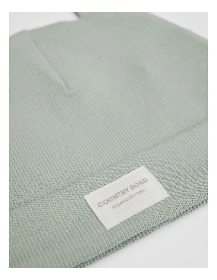 Organically Grown Cotton Rib Beanie in Fern image 2