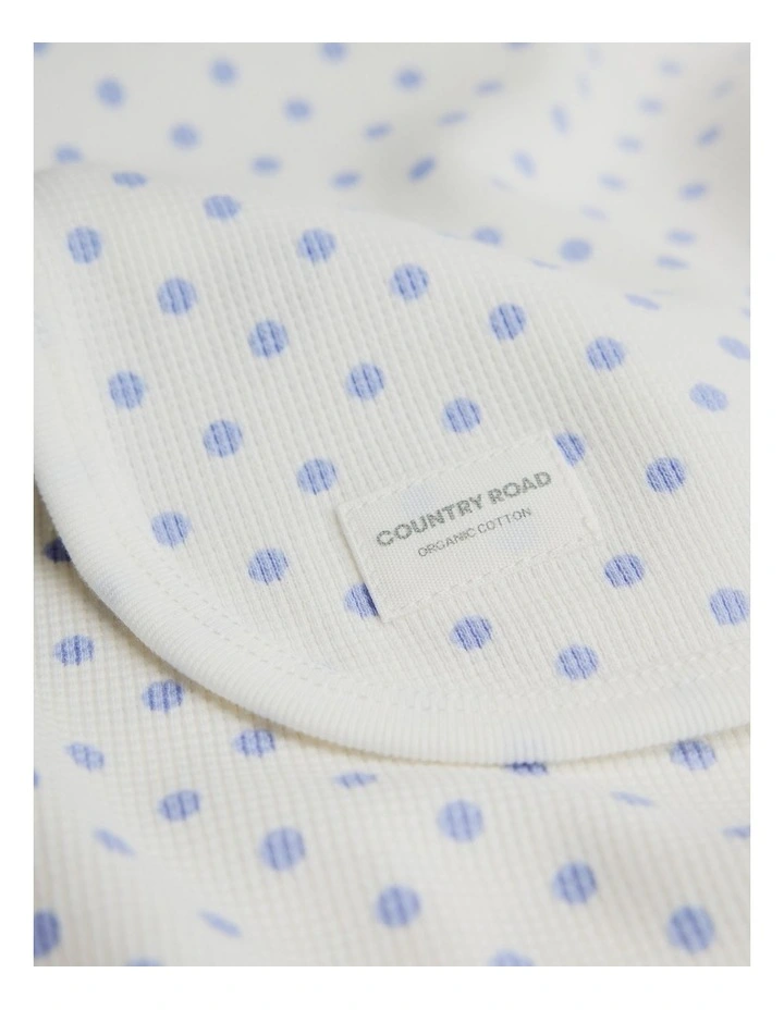 Organically Grown Cotton Waffle Blanket in Bluebell Spot image 2