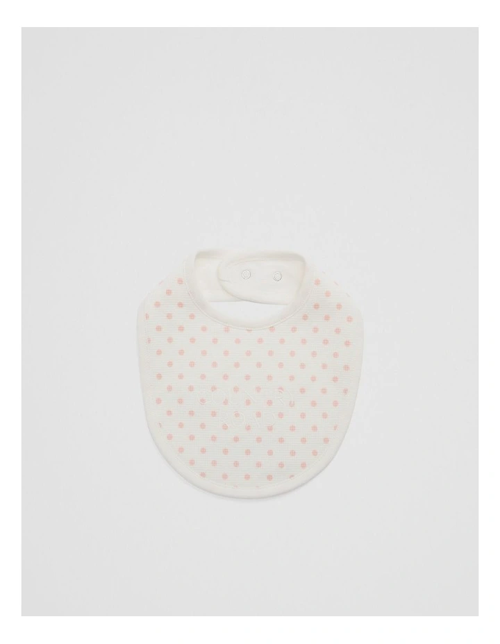 Organically Grown Cotton Waffle Bib in Blush Spot image 1