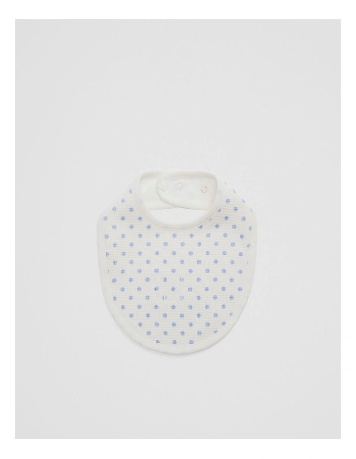 Organically Grown Cotton Waffle Bib in Bluebell Spot image 1