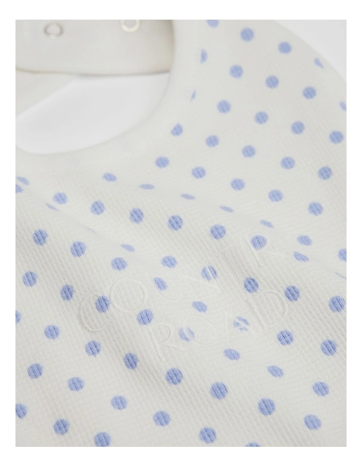 Organically Grown Cotton Waffle Bib in Bluebell Spot image 2