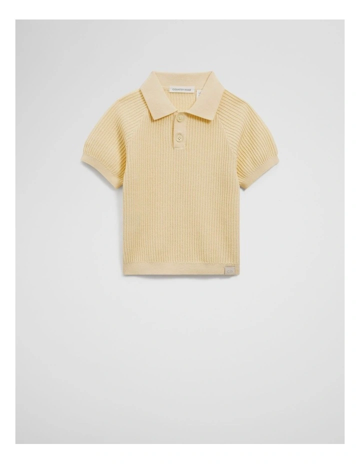 Organically Grown Cotton Knit Polo in Lemon image 4