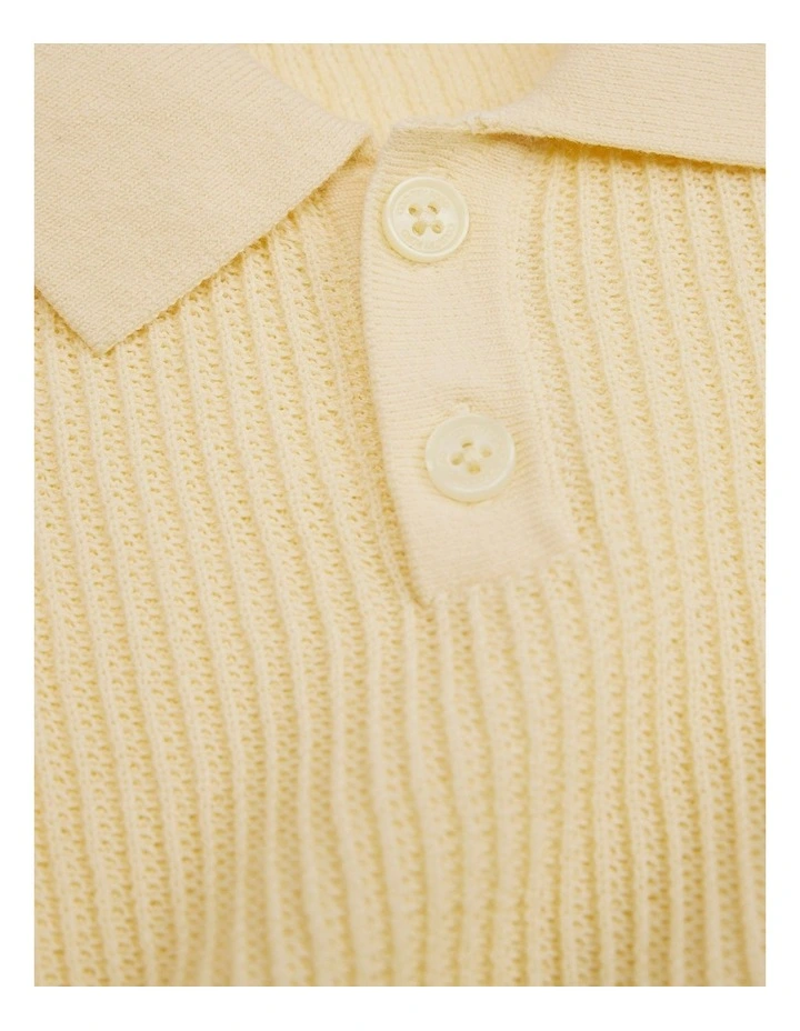 Organically Grown Cotton Knit Polo in Lemon image 5