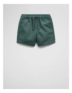 Cotton Linen Short in Pine Green