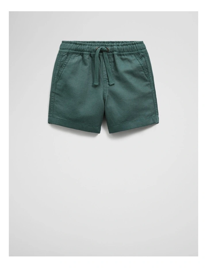 Cotton Linen Short in Pine Green image 1