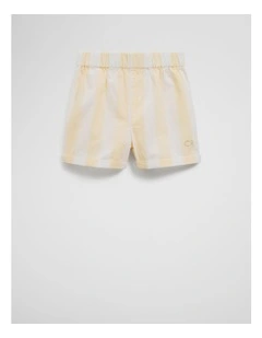 Organically Grown Cotton Blend Stripe Pull-on Short in Lemon