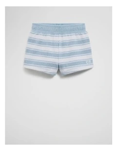 Organically Grown Cotton Terry Short in Ice Blue Stripe