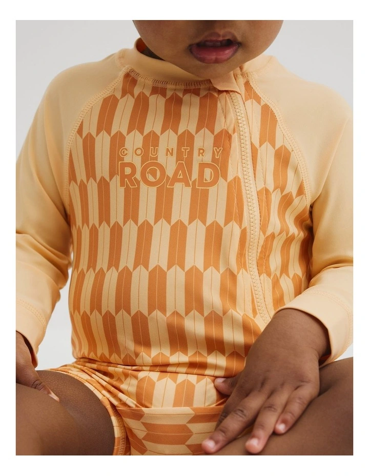 Geometric Logo Swimsuit in Pale Yellow image 2