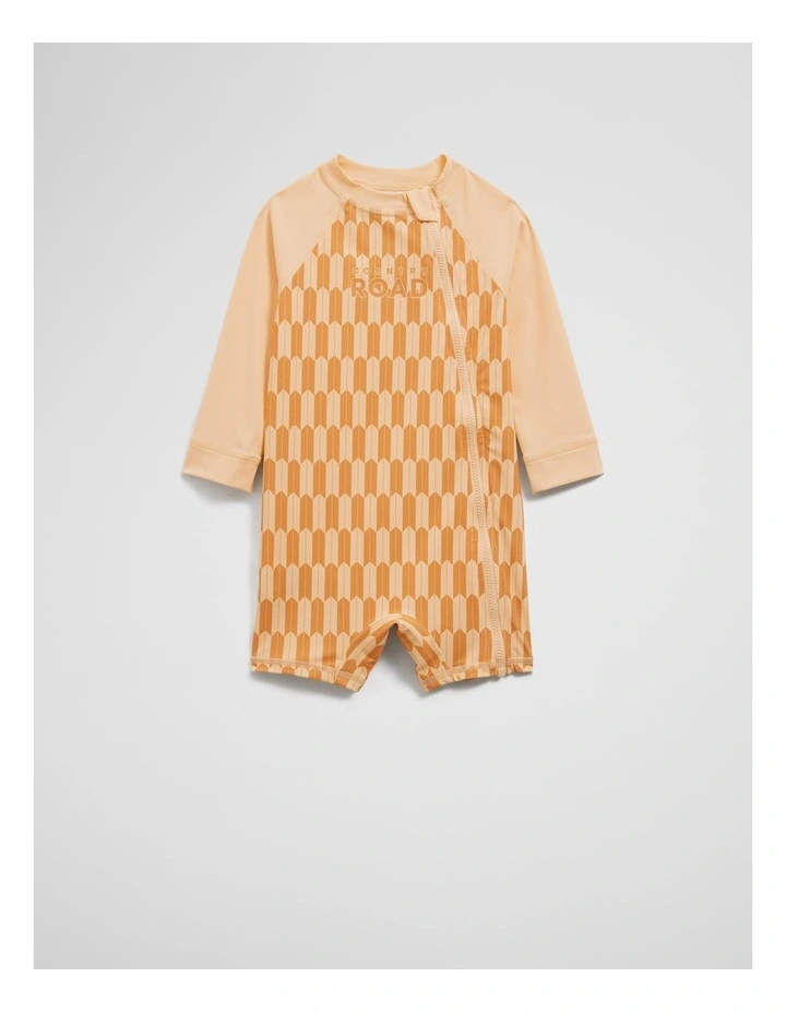 Geometric Logo Swimsuit in Pale Yellow image 4