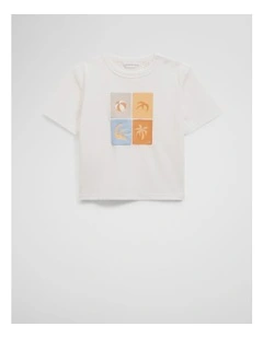 Oversized Beach Motif T-shirt in Marshmallow