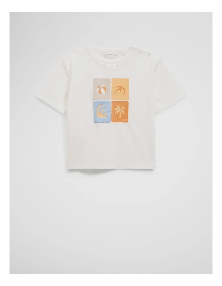 Oversized Beach Motif T-shirt in Marshmallow image 1