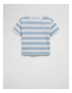Organically Grown Cotton Relaxed Terry T-shirt in Ice Blue