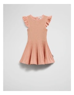Organically Grown Cotton Blend Metallic Knit Dress in Peach