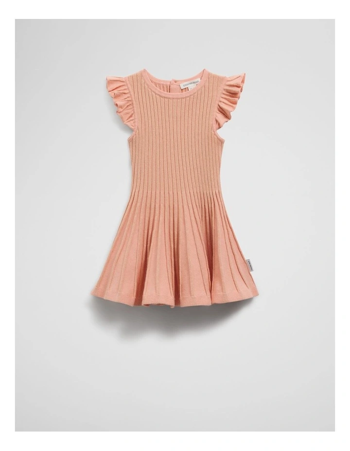 Organically Grown Cotton Blend Metallic Knit Dress in Peach image 1