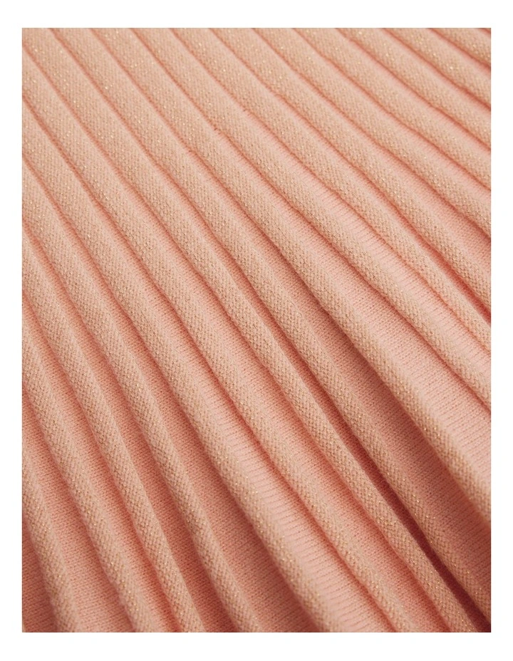 Organically Grown Cotton Blend Metallic Knit Dress in Peach image 2