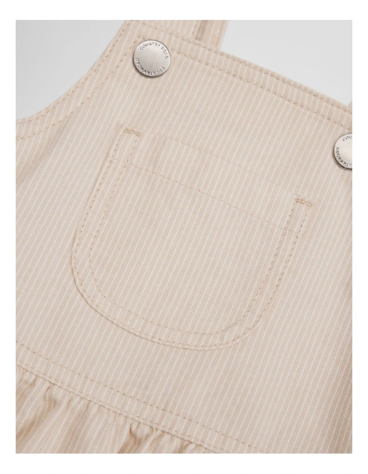 Organically Grown Cotton Railroad Frill Dress in Oat Stripe image 2