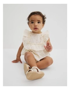 Broderie Frill Romper in Cream