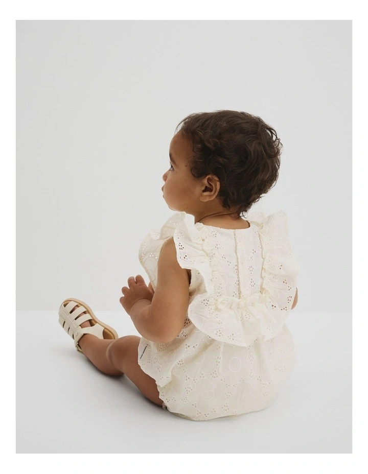 Broderie Frill Romper in Cream image 4
