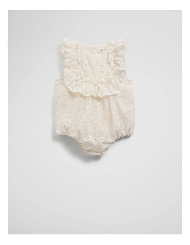 Broderie Frill Romper in Cream image 5