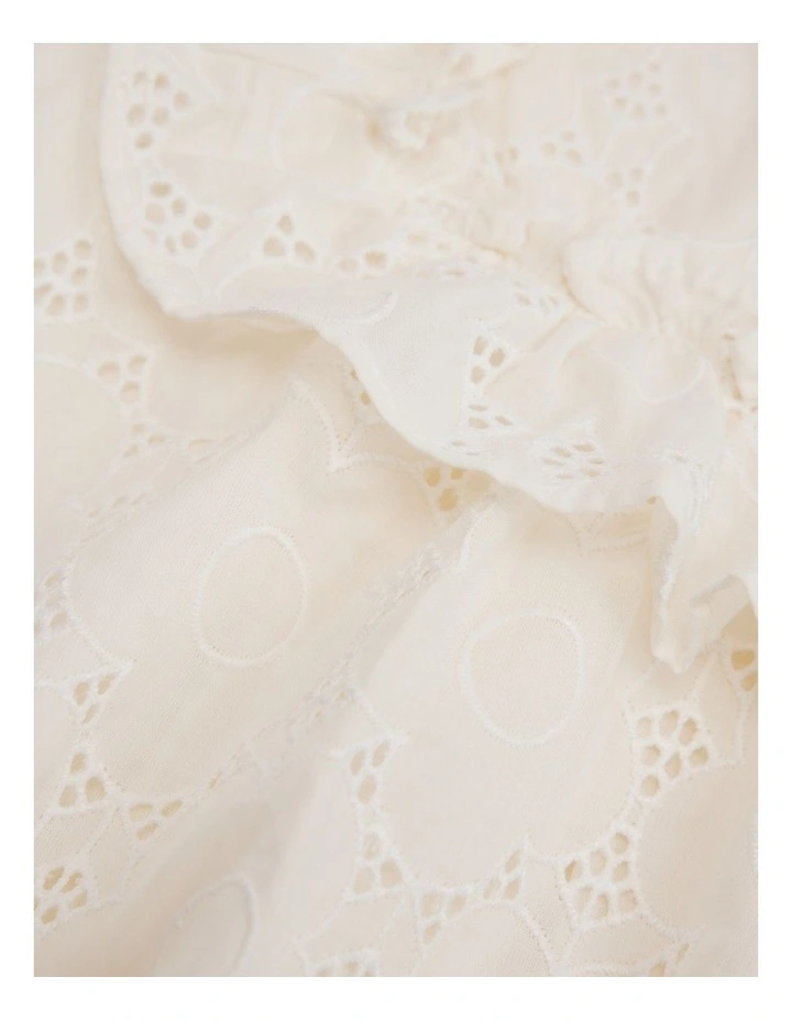 Broderie Frill Romper in Cream image 6