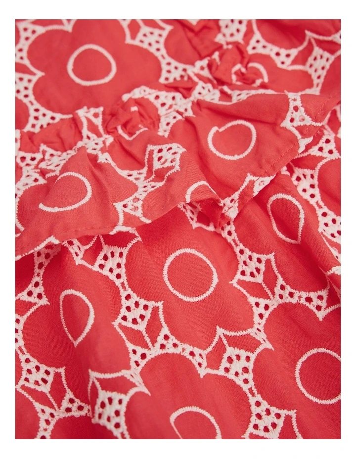 Broderie Frill Romper in Watermelon image 2