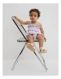 Gingham Frill Romper in Lilac